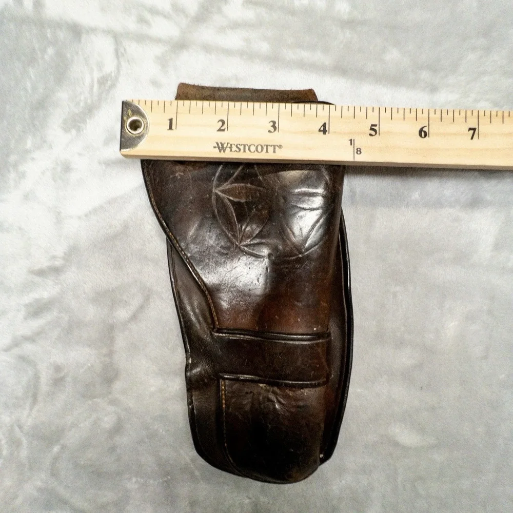Vtg Handmade Brown Leather Holster 6.5